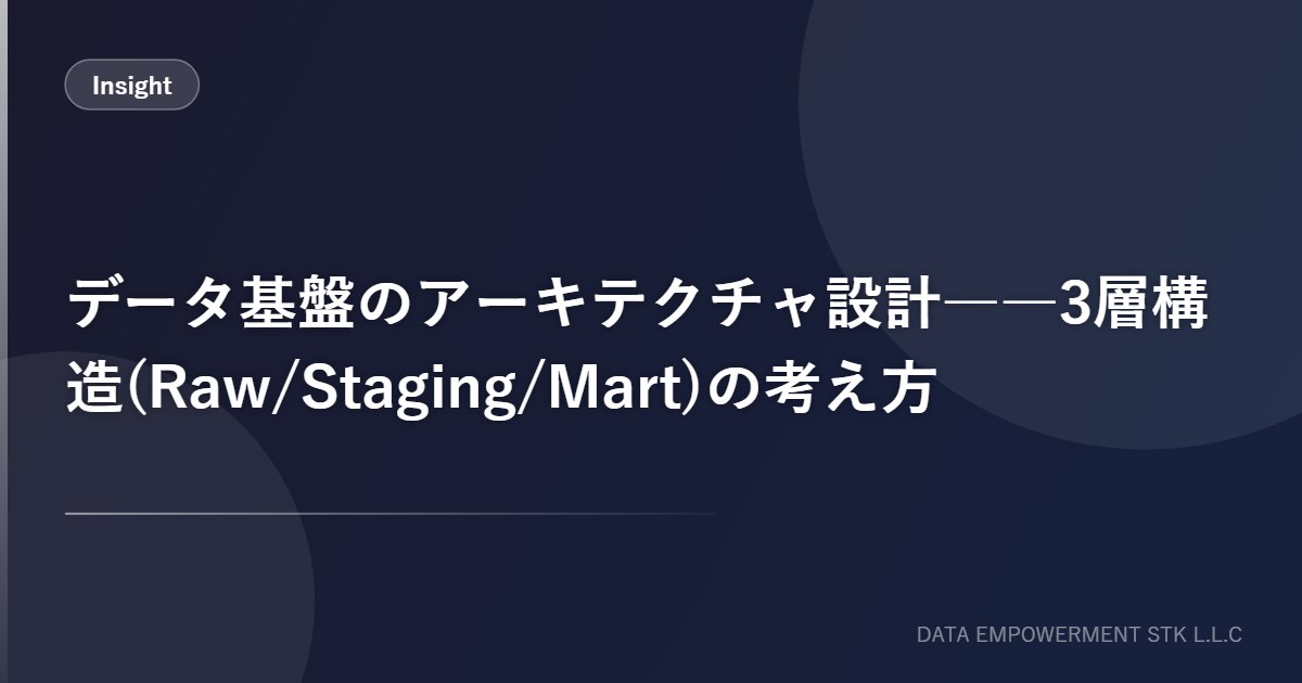 dbtで3層構造（Raw/Staging/Mart）を実装する：プロジェクト構成とテスト設計
